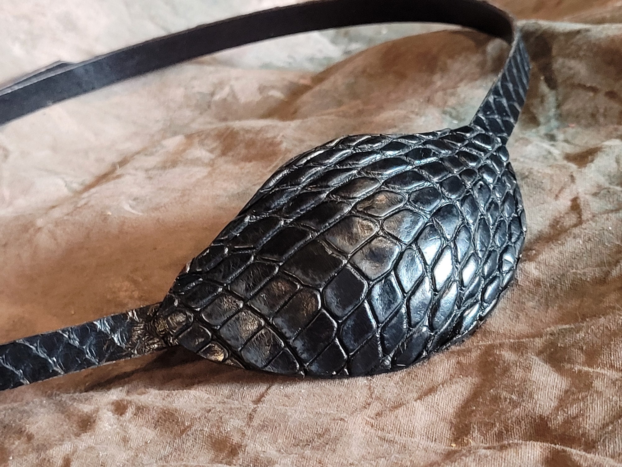 Alligator Leather Eyepatch: Handmade USA Costume Eye Patch