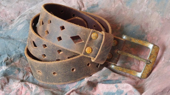 Distressed Crazy Horse Buffalo Leather Belt -- 1 1/2" Rugged Leather Belt