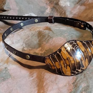Exotic Mangrove Snakeskin Leather Eye Patch -- USA Hand Made