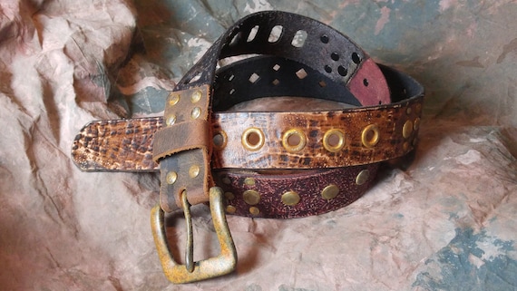 Very Distressed Leather Belt -- Post Apocalyptic Fallout Clothing