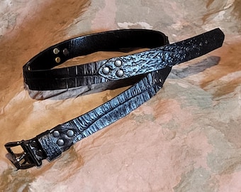 Alligator & Sharkskin Leather Hatband -- Cowboy Fedora Outback Cosplay -- hat belt  -- Hand Made in the USA