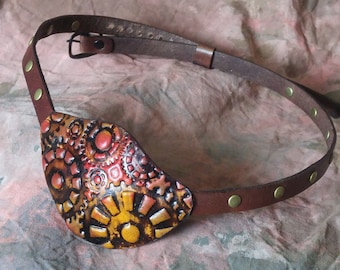 Steampunk Leather Eye Patch: Gear Design, USA Made Costume