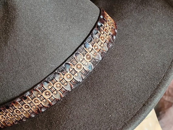NEW Hand Tooled Leather Hatband -- Cowboy Fedora Outback Western -- Top Grain Cowhide hat band -- hat belt  -- Handmade in the USA