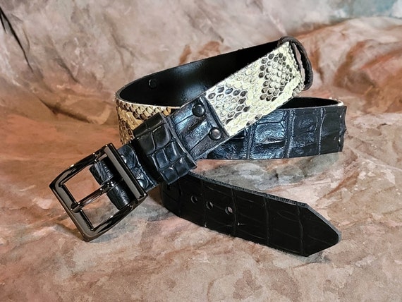 Alligator and Burmese Python Leather Hatband