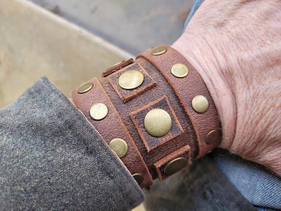 Wist Band Cuff made from Distressed Crazy Horse Buffalo