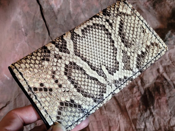 Burmese Python Snakeskin Roper Long Wallet  -- Florida Python Billfold Checkbook -- Made in the USA -- Free Shipping