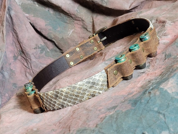 Distressed Rattlesnake or Python Crazy Horse Buffalo Hatband