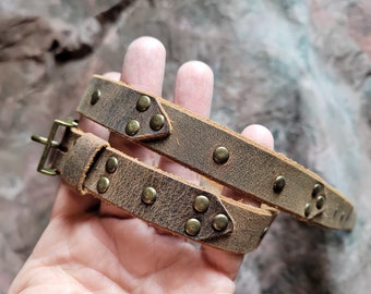 Distressed Leather Rivet Hatband: Crazy Horse Cowboy Fedora Belt