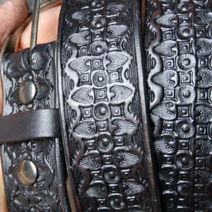 Tooled  Leather Belt -- black or brown dress belt  -- 1 1/2&quot; Belt  -- Hand Stamped Belt -- Custom Belt -- USA Made -- Free Shipping