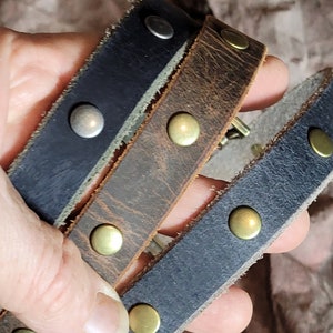 Distressed Crazy Horse Leather Hatband: Riveted Cowboy, Western, Fedora
