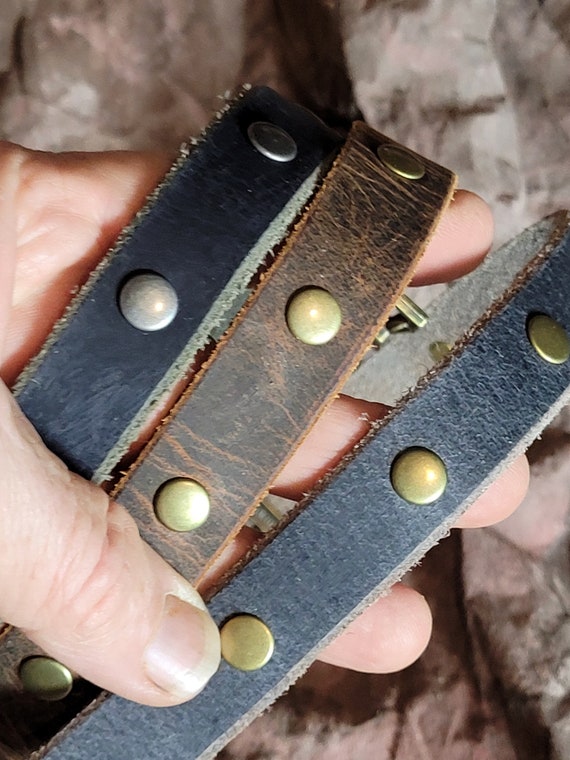 Crazy Horse Buffalo Leather Rivets and Cut Outs Hatband