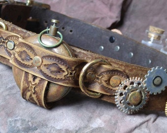 steampunk distressed leather hatband -- Diesel Punk Burning Man Cosplay Steam Punk-- hat band -- Tophat -- Made in the USA