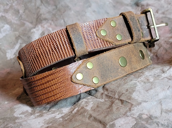 Lizard  & Crazy Horse Buffalo Hatband -- Cowboy Fedora Burning Man Cosplay Wasteland -- hat belt  -- Made in the USA