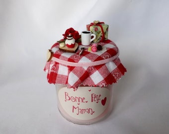 Mother's Day gift, red decor candle, miniatures, customizable
