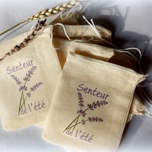 10 sachets pour lavande, sachets mousseline,  8 x 9,5cm, possibilité de personnalisation