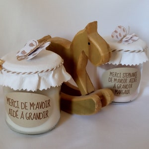 Nanny Thank You Gift, Jar “Thank you for helping me grow.” choice of jar contents, beige decoration, customizable label
