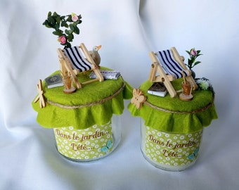 Candle or candy jar, "In the summer garden", miniatures, holiday relaxation