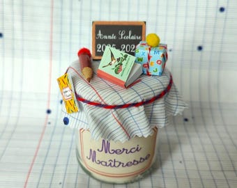Cadeau Maîtresse, bougie, Étiquette  personnalisable, cadeau fin d'année maître ou maîtresse