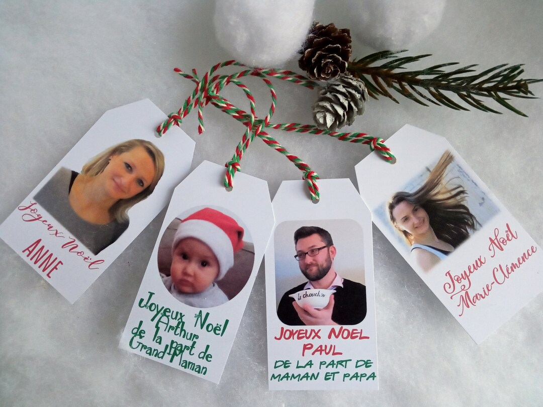4 Christmas Gift Labels Personalized Photos Writing of Your Etsy