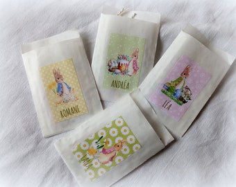 4 rabbit stone bags, 8.5 x 11.5 cm, customizable