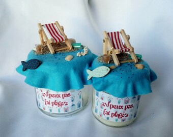 Candle or candy jar, "I can't have a beach", miniatures, holiday relaxation