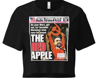 Red Apple Parody Crop Top – Zohran Mamdani NY Post Satire Tee
