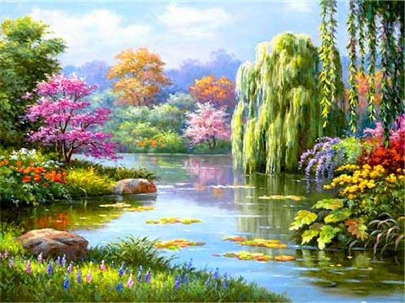 Covid Crafts 5D Diamond Landscape diamond painting flowers 5D Diamond Painting Kit diamond art painting flowers flowers diamond art