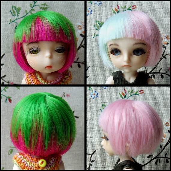 Bjd Wig Doll Short Haircut Bob Model 1 Strawberry And Model 2 Two Colors Wig Pukifee To Order