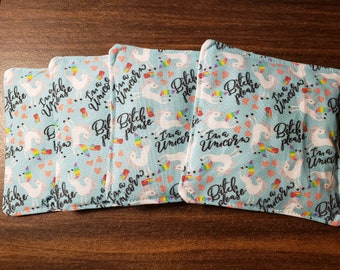 Sloth and Unicorn curse scrunchie/coasters/facial pads/change purse