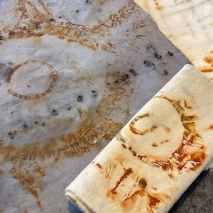 Rust Print Fabric Scrap Bundle: Rusty Texture Cotton Linen for Slow Stitching