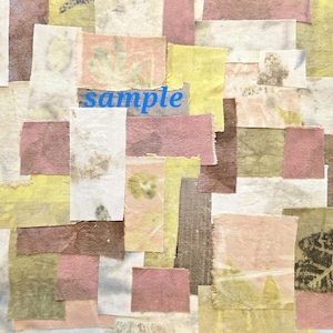 Slow Stitch Kit Meditative Stitching Kit Eco Printed Linen Cotton Fabrics, Sashiko Threads, Needle (12"x12") Pink