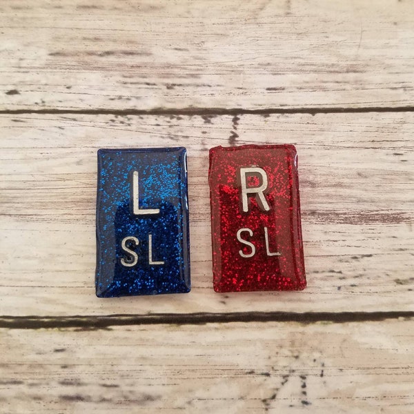 Individuelles Glitzer-Röntgenmarker-Set – Individuelle L&R Radiologiemarker mit Initialen | RT Tech Geschenk | Rote und Blaue X-Ray ID Tags