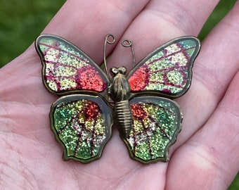 Vintage Butterfly Brooch / Vintage 1970s Enamel Brooch / Vintage Butterfly Brooch Pin / Butterfly Jewelry / Figural Brooch