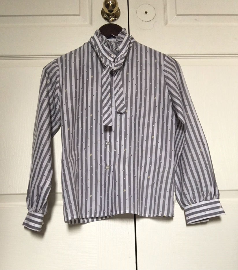 Vintage Shirt-Tales by Style Rite Geometric Striped Blouse | Etsy