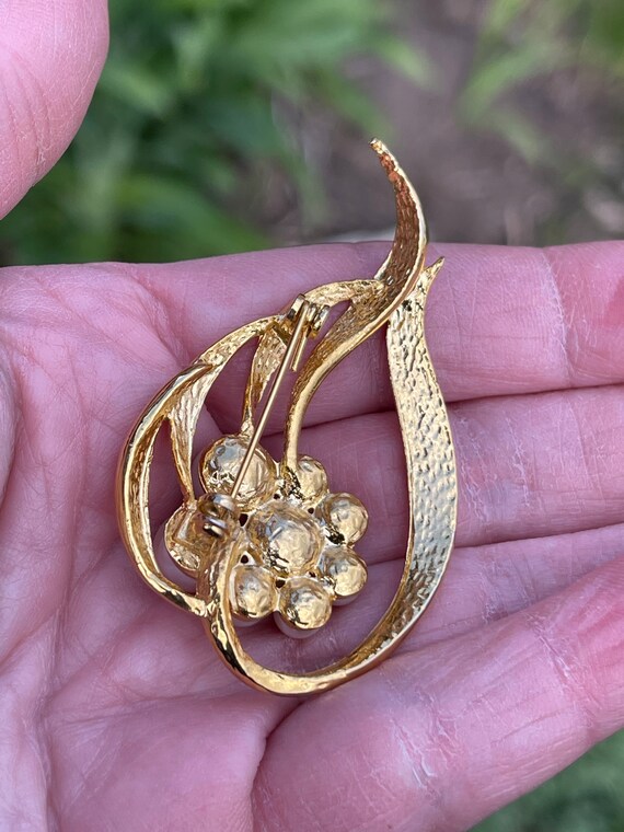 Vintage Gold Tone Pearl Brooch / Pearl Brooch Pin / Costume -  Israel