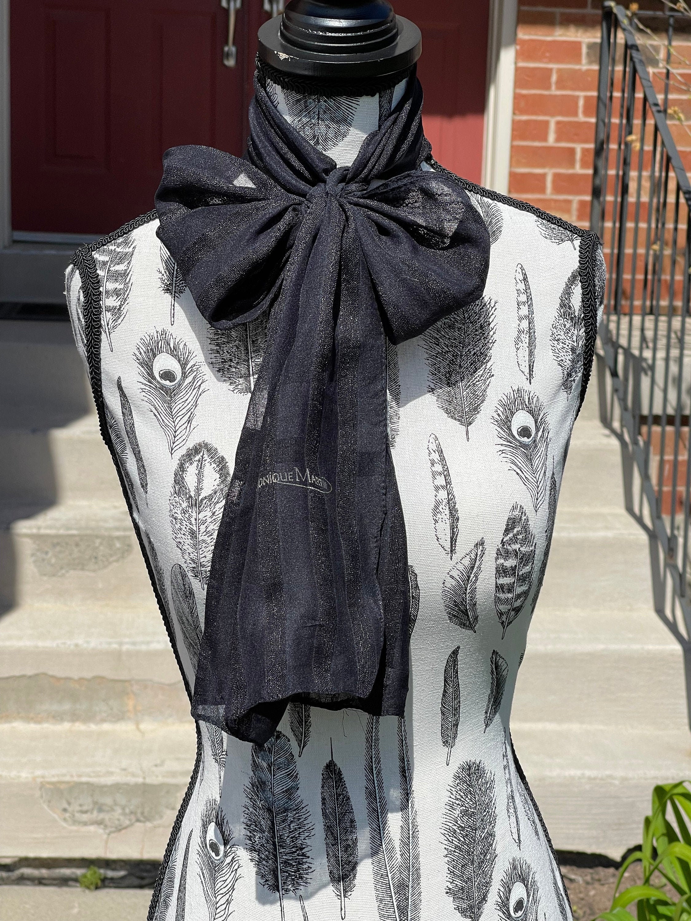 Plain black shop silk scarf