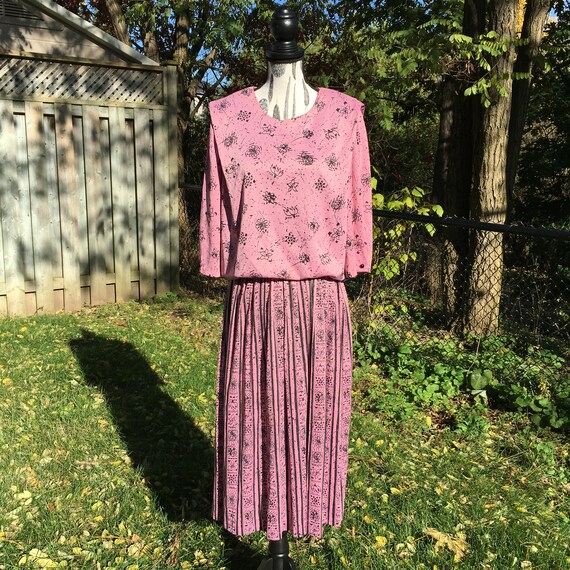 80s Pink Floral Midi Dress 80s Party Dress 80s Av… - image 2