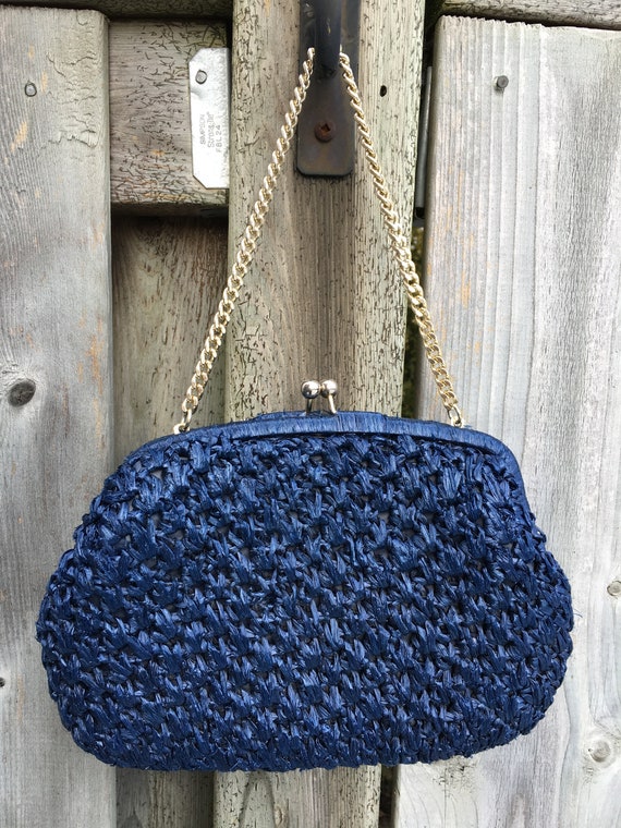 blue straw bag