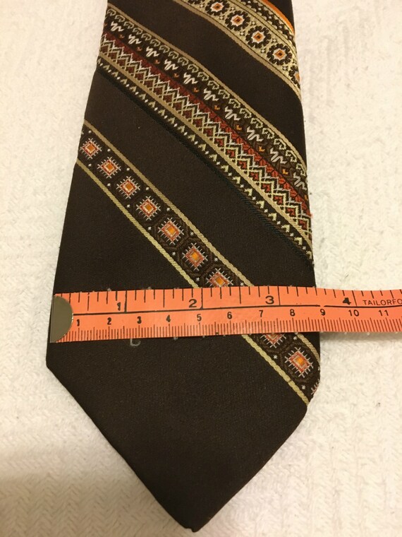 70s Brown Beige and Orange Necktie Olga-Marina Co… - image 5