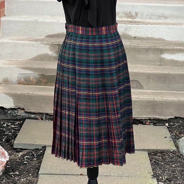 Alexander Plaid High Waist Box Pleat Skirt