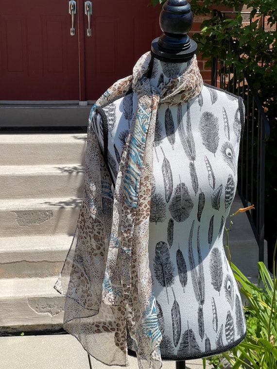 Vintage Animal Cat Print Hair Scarf Women / Vinta… - image 3