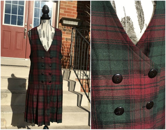 Zig Zag Plaid Pinafore Dress Women Pinafore Dress