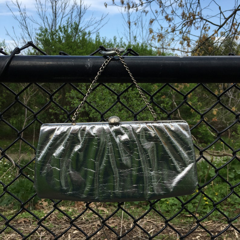 Vintage Silver Evening Bag Silver Clutch Purse Silver Evening Clutch Silver Evening Bag Silver Clutch Bag 60s Clutch Bag 1960s Purse image 1