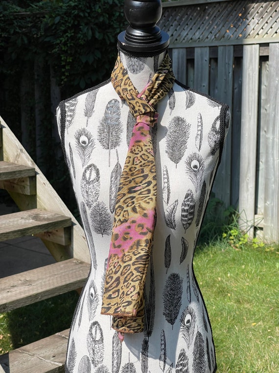 Vintage Animal Cat Print Hair Scarf Women / Vinta… - image 3