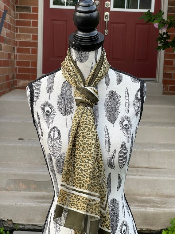 Vintage Animal Cat Print Hair Scarf Women / Vinta… - image 2