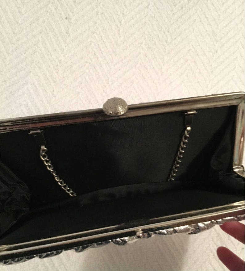 Vintage Silver Evening Bag Silver Clutch Purse Silver Evening Clutch Silver Evening Bag Silver Clutch Bag 60s Clutch Bag 1960s Purse image 8