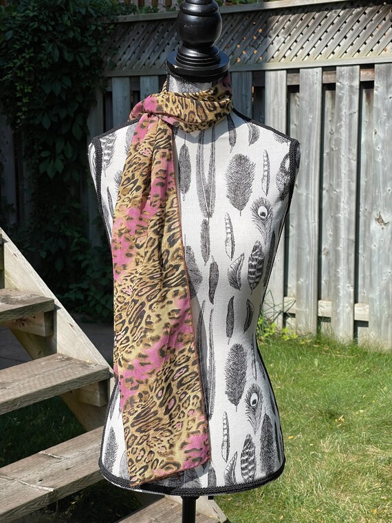 Vintage Animal Cat Print Hair Scarf Women / Vinta… - image 2