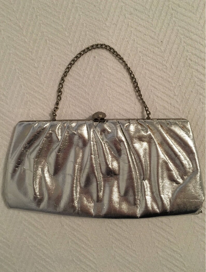 Vintage Silver Evening Bag Silver Clutch Purse Silver Evening Clutch Silver Evening Bag Silver Clutch Bag 60s Clutch Bag 1960s Purse image 3