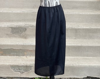 Vintage FM Lingerie Half Slip / Vintage Silky Black Skirt Slip
