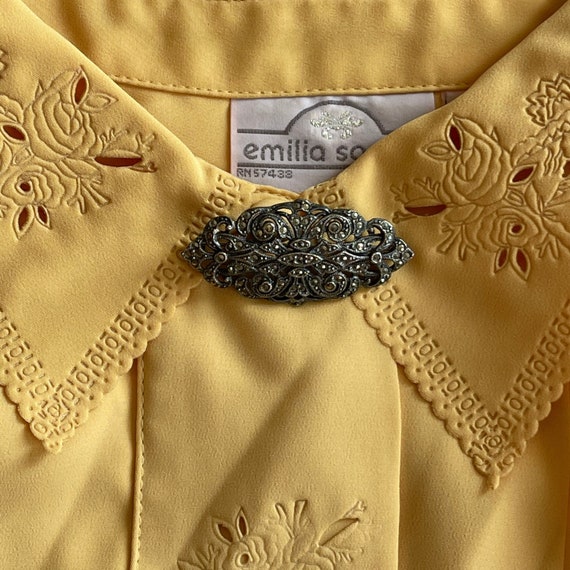 Vintage Long Baroque Silver Collar Brooch / Statement Brooch